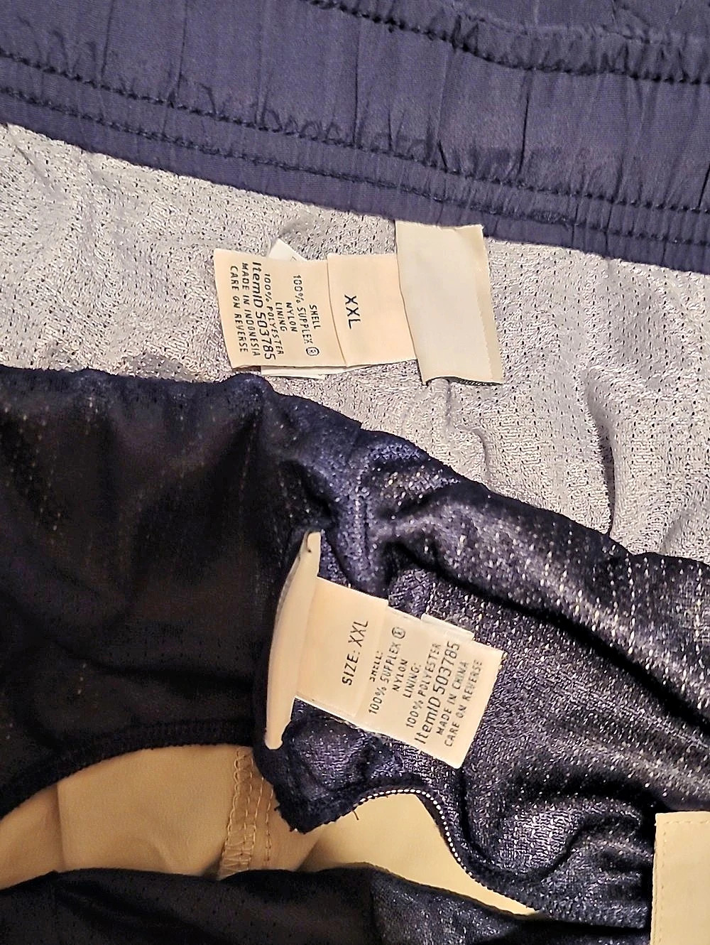 L.L.Bean Men's Classic Supplex Sport Cargo Activewear Swim Shorts Tan & Blue - Picture 10 of 14